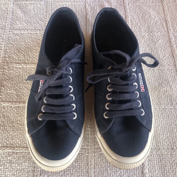 Superga The Classic COTU Canvas Tennis Shoe Sneakers Size 6.5 Blue Casual Preppy - Picture 2 of 10